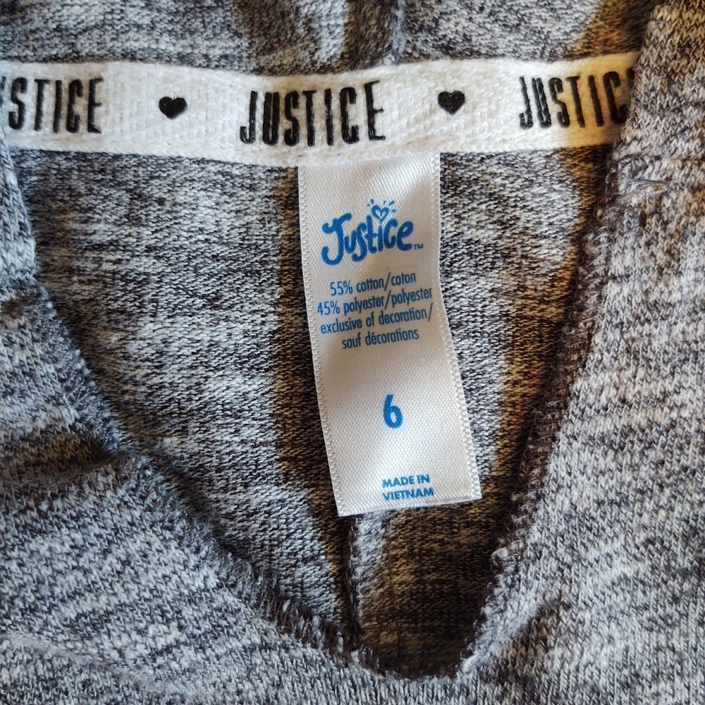 💥3/$20 Justice Grey V-Neck Gray Hoodie Size 6! - Picture 6 of 6